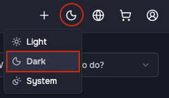Darkmode setting in the OpusDNS Dashboard