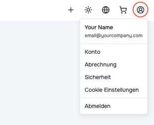 User Einstellungen über das User Icon in der oberen Leiste