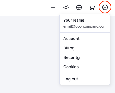 User related settings accessible with the user icon in your top bar